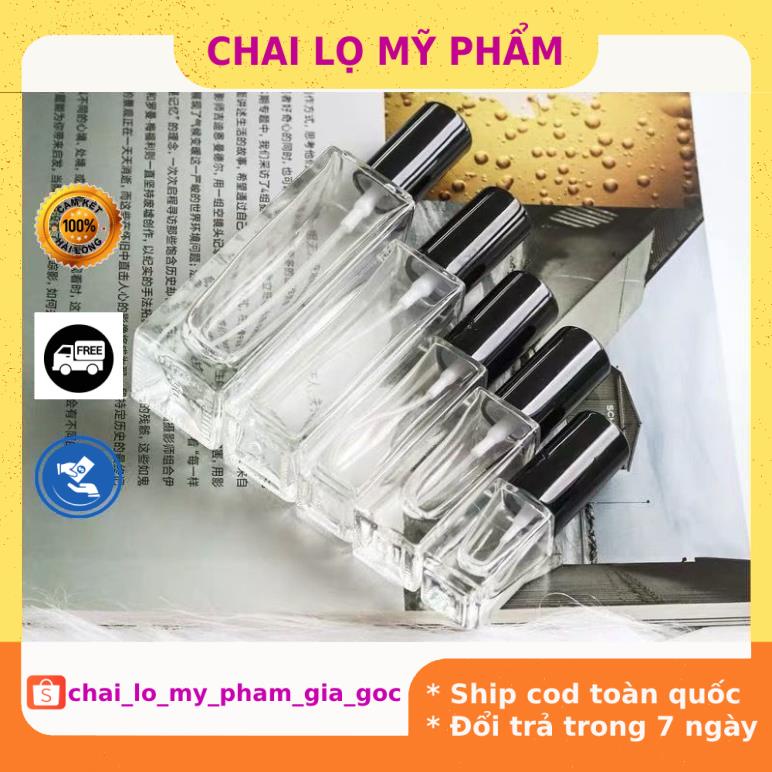 Lọ Chiết Nước Hoa ❤ GIÁ TỐT NHẤT ❤ Lọ chiết nước hoa vuông 25ml,20ml,10ml,5ml đựng dầu thơm, phụ kiện du lịch