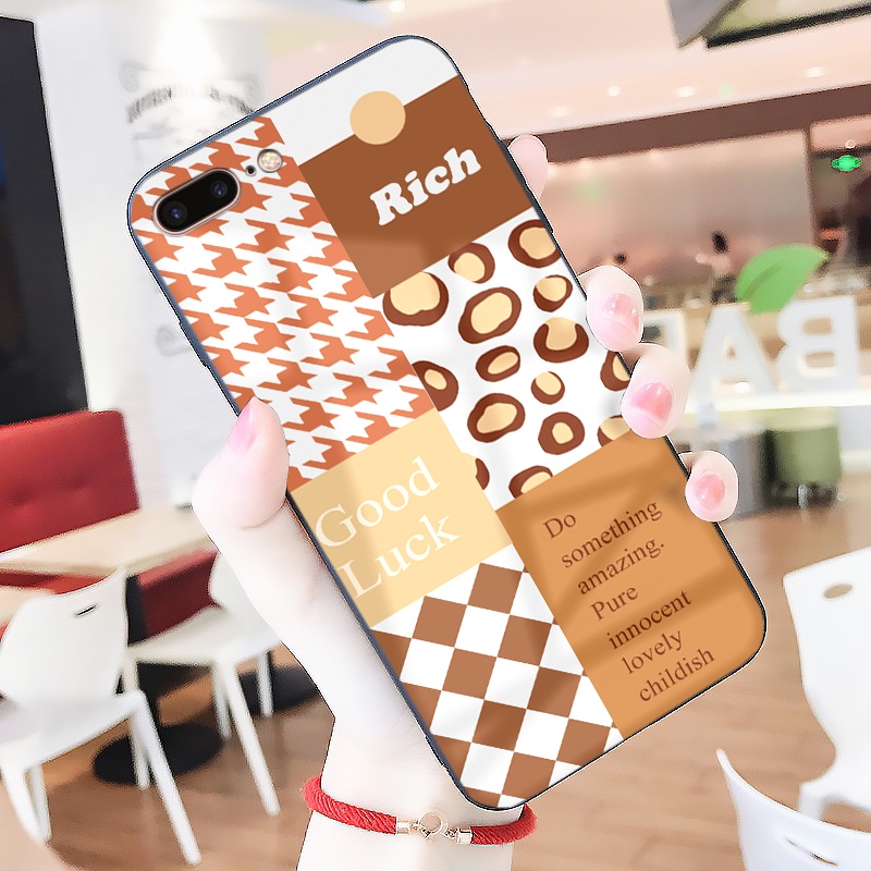 Ốp iphone lưng kính Caro good luck dành cho iphone 6 đến 14promax - K368