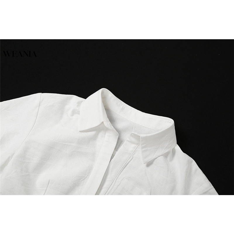 Áo Sơ Mi Ngắn Tay Cổ Bẻ Xẻ Sâu Thiết Kế Lệch Tà Quyến Rũ Cho Nữ