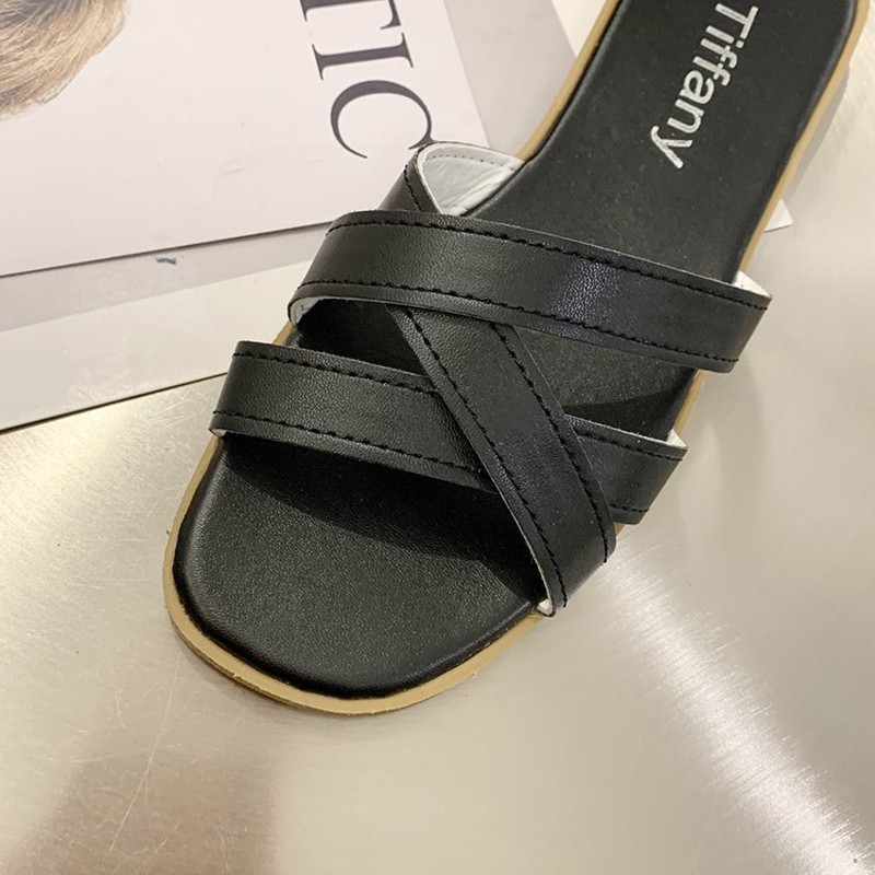 Giày Sandal Nữ Hở Ngón Quai Chéo Cổ Điển