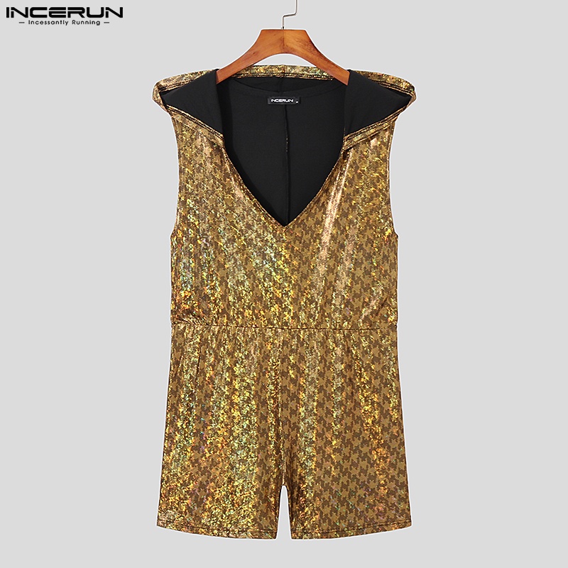INCERUN Jumpsuit Không Tay Cổ Chữ V Trong Suốt Cho Nam