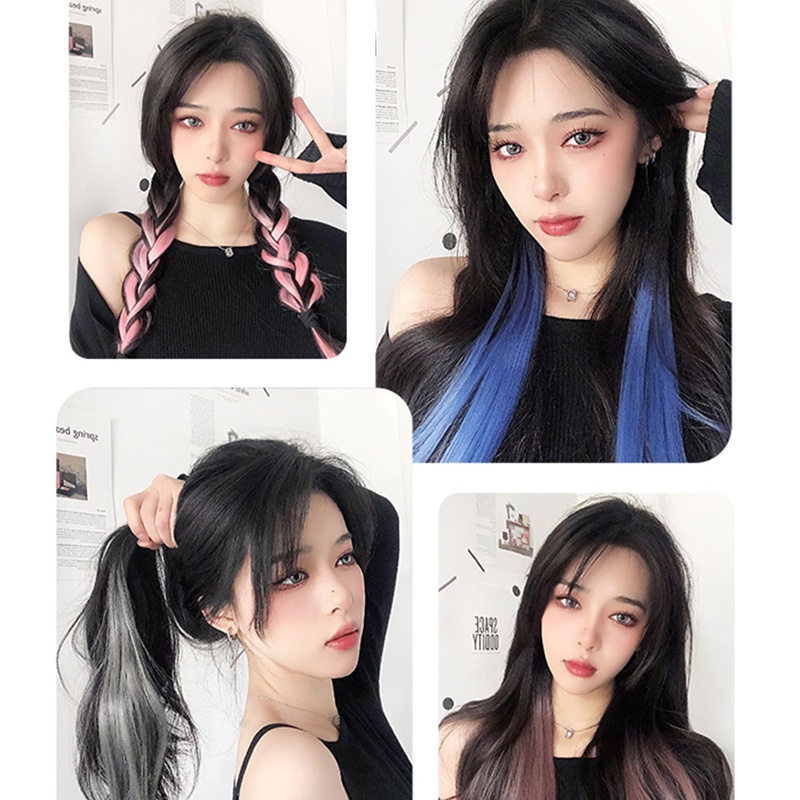 Bộ Tóc Giả Dài Nhuộm Màu Gradient Phong Cách Lisa