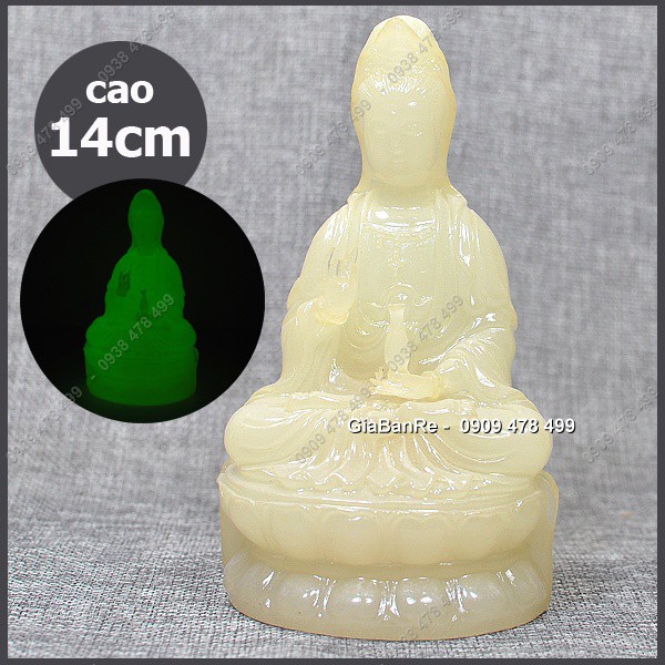 Tượng Phật Quan Âm Bồ Tát Phát Sáng Dạ Quang - Cao 14cm - 6862