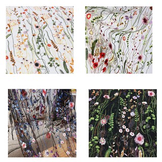 Vải ren 53 inch thêu họa tiết hoa đầy màu sắc phong cách vintage cho đám cưới