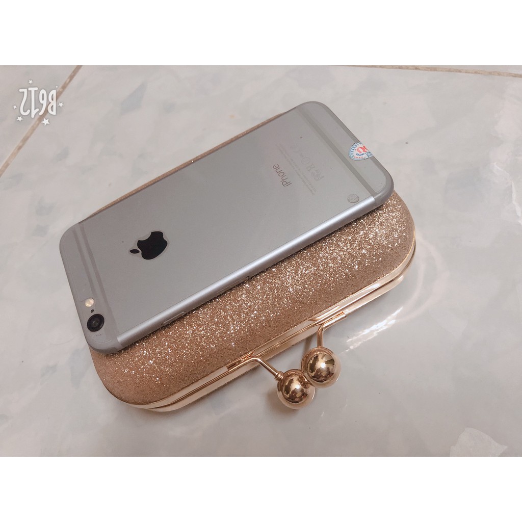 FREESHIP 50K_[HCM] Ví CLUTCH nữ kim tuyến cầm tay ánh kim có hộp FORM VỪA IP6/6s