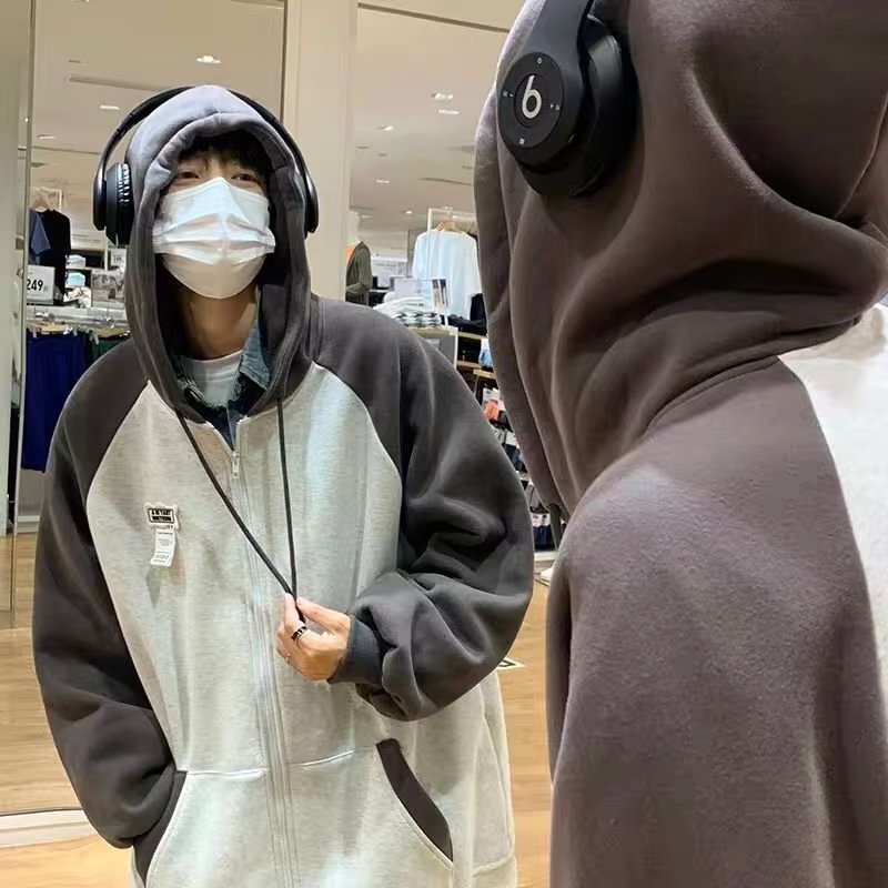 Áo Khoác Hoodie Kiểu Vintage Hàn Quốc Thiết Kế Đơn Giản Cá Tính
