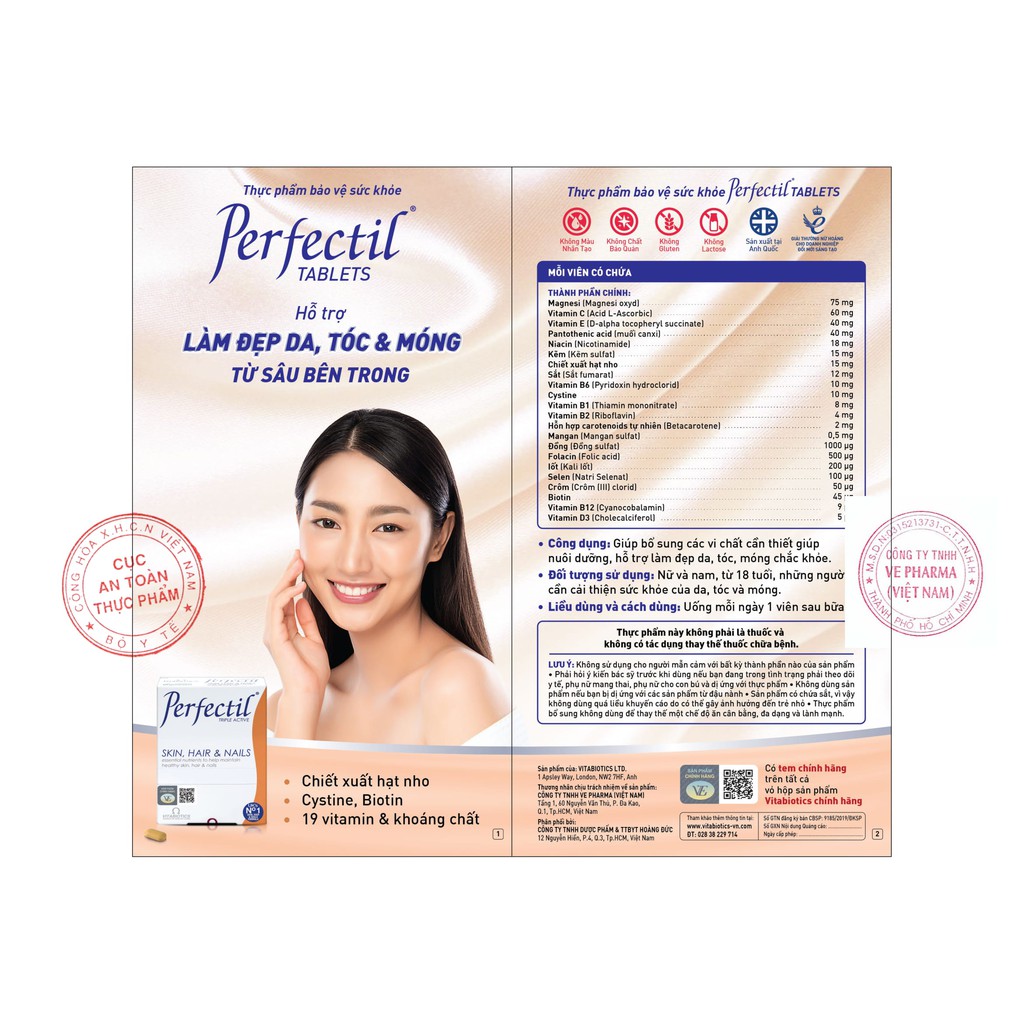 Viên Uống Bổ Sung Vitamin và Khoáng Chất Cho Da, Tóc, Móng Vitabiotics Hộp 30 Viên | Thế Giới Skin Care