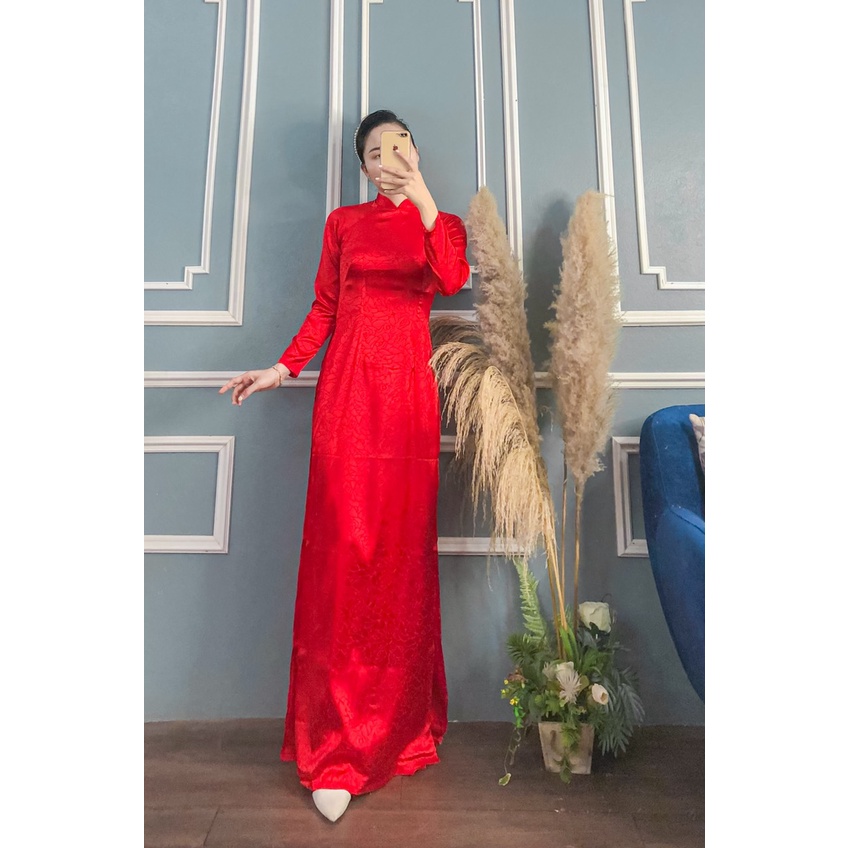 ÁO DÀI GẤM ME KÈM QUẦN 2 MÀU