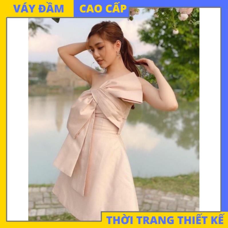 Đầm cúp ngực dáng xoè đắp nơ ngực Taffta xinh xắn dự tiệc đi chơi siêu yêu (CÓ ĐỆM NGỰC) [HÀNG THIẾT KẾ CAO CẤP]
