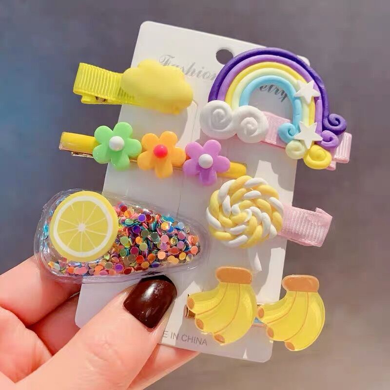 Bộ 6 Kẹp Tóc Màu Cầu Vồng Dễ Thương Phong Cách Hàn Quốc