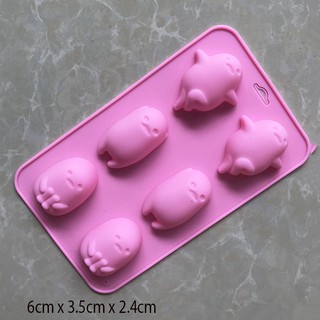 HCM - Khuôn silicon trứng hoạt hình Gudetama 6 ô đổ rau câu, bánh nướng mini, socola, xà phòng
