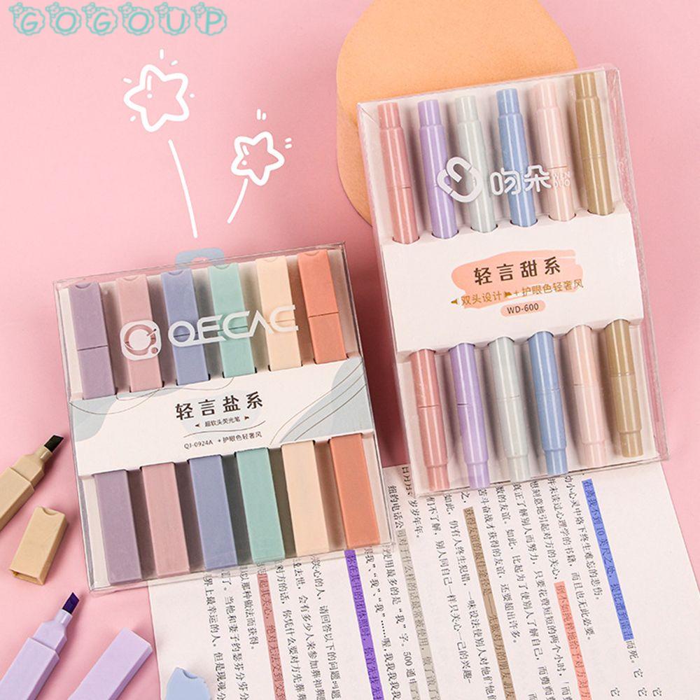 Set 6 Bút Dạ Quang Hai Đầu Họa Tiết Dễ Thương