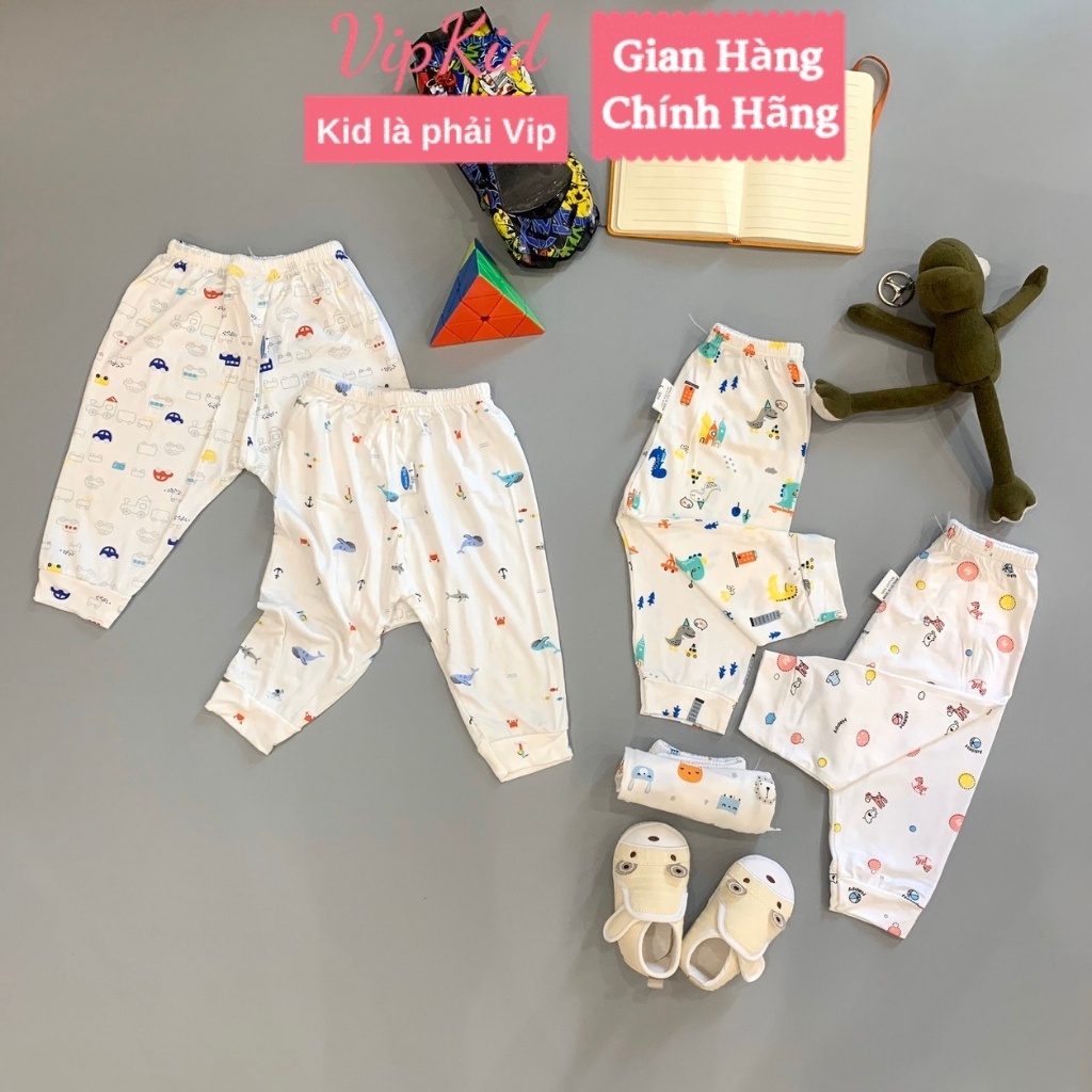 Quần chục sơ sinh trắng họa tiết cho bé trai, bé gái chất Pettit thun lạnh co giãn tốt - Vipkid