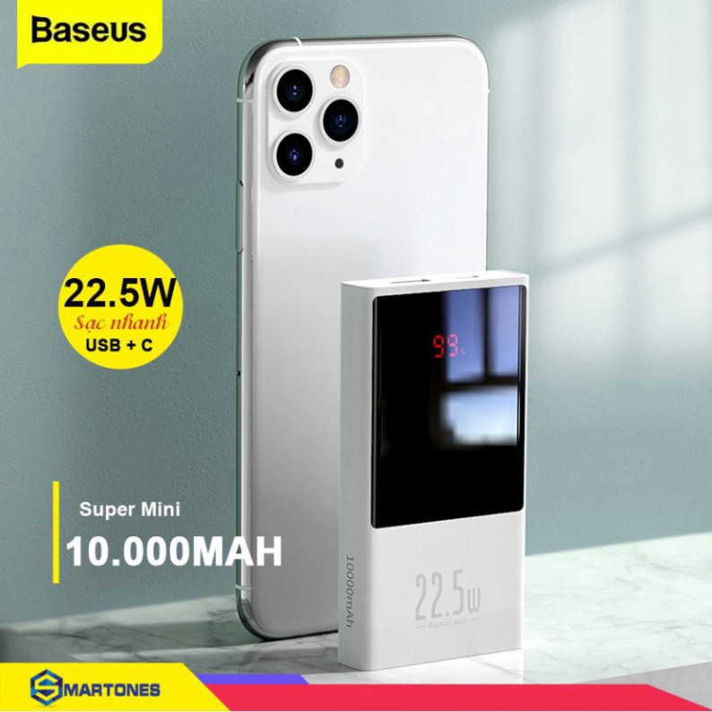 Pin sạc dự phòng Baseus Super Mini Power Bank 10000mAh và 20000mAh sạc nhanh 22.5W chuẩn PD , QC 3.0, HW , Apple...