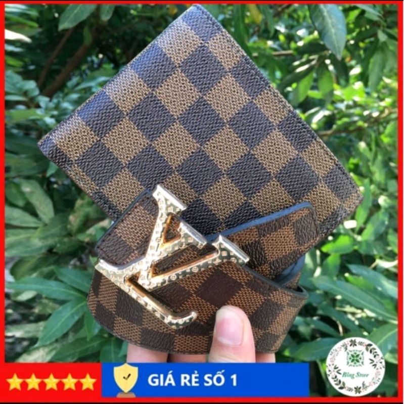 Com Bo Thắt Lưng +Ví Da Cao Cấp Kẻ CaRo Thời Trang Phong Cách Trẻ Trung