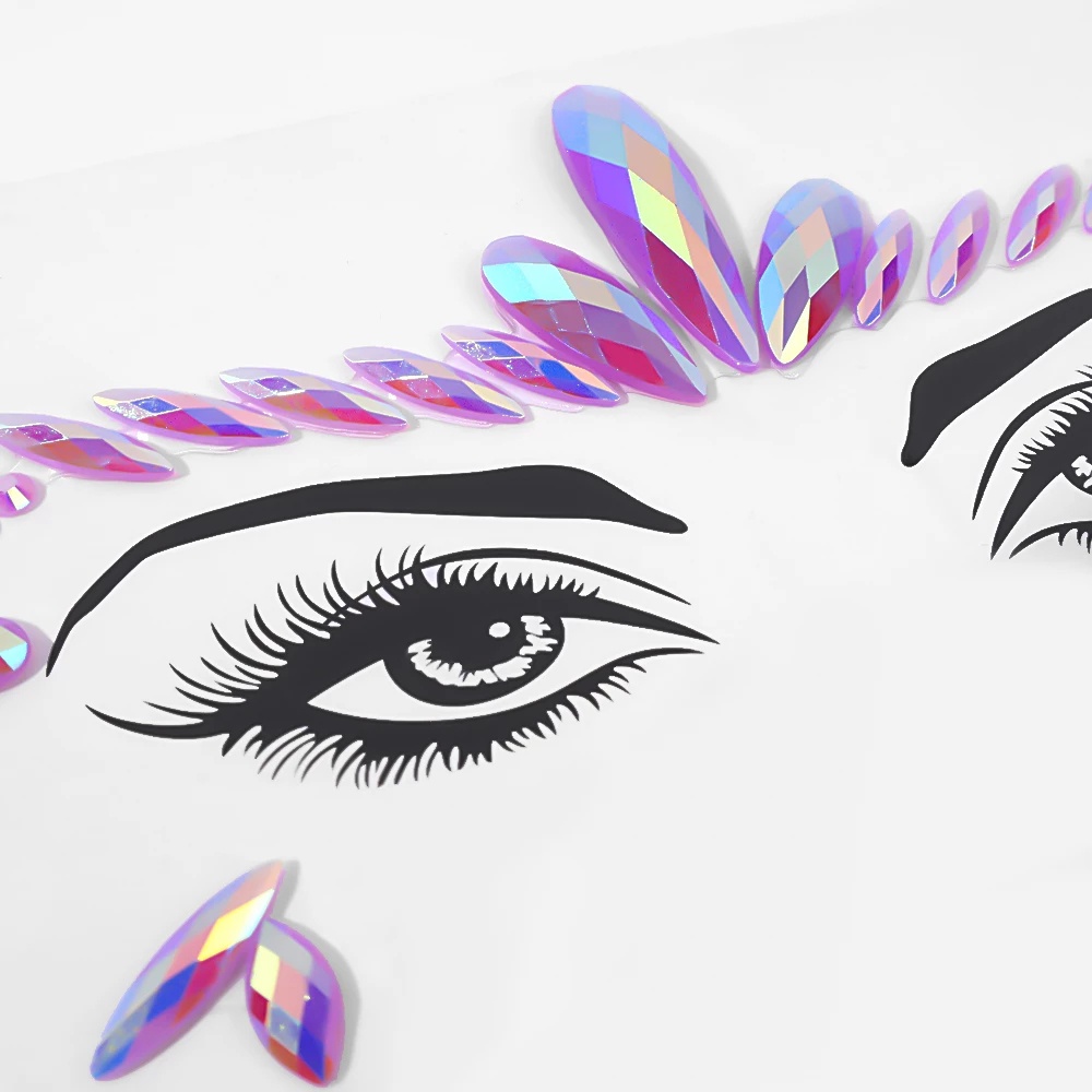 1 Tấm Nhãn Dán Hình Xăm Mắt/Cơ Thể Đính Đá 3D Lấp Lánh DIY Cho Nữ