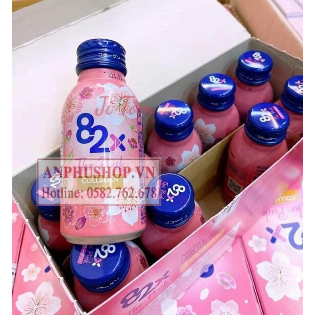 Nước uống đẹp da Collagen Mashiro 82x The Pink (Hộp 10 chai x 100ml) - Sản phẩm chính hãng