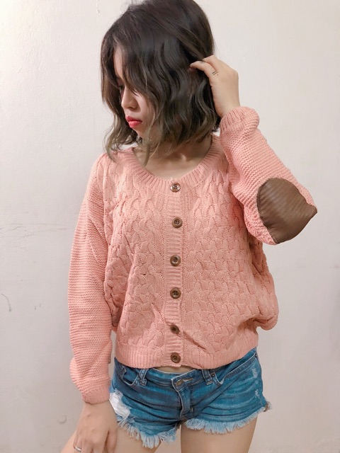 📛MUA 1 TẶNG 1📛Áo khoác len cardigan đáp da khuỷ tay, khuy gỗ, len vặn thừng.