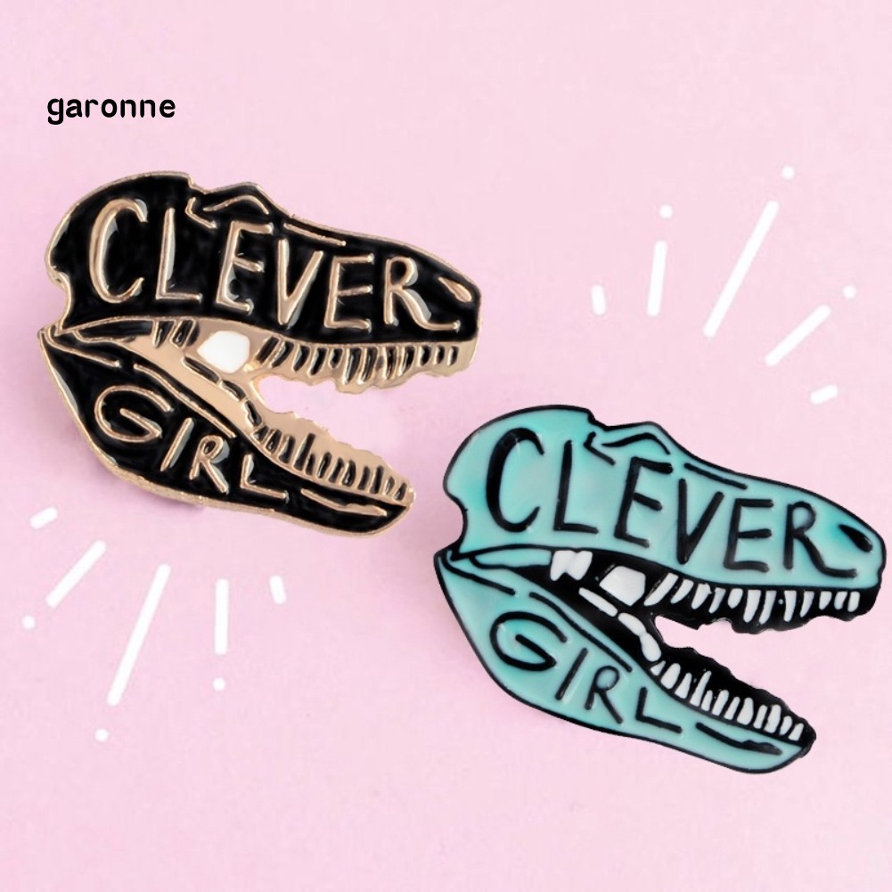 GA_Dinosaur Head Letters Print Enamel Unisex Brooch Pin Coat Sweater Shirt Ornament