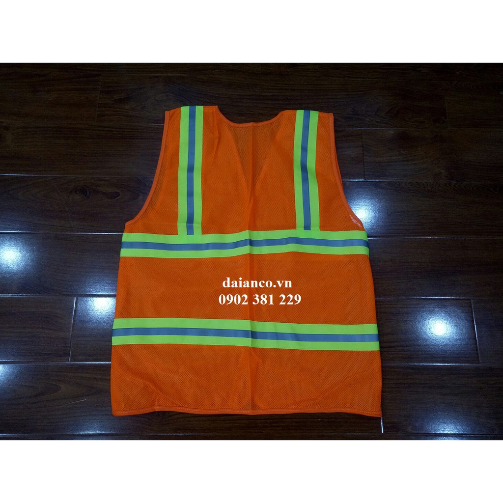 Áo phản quang lưới bảo hộ công trình dán - hình thật