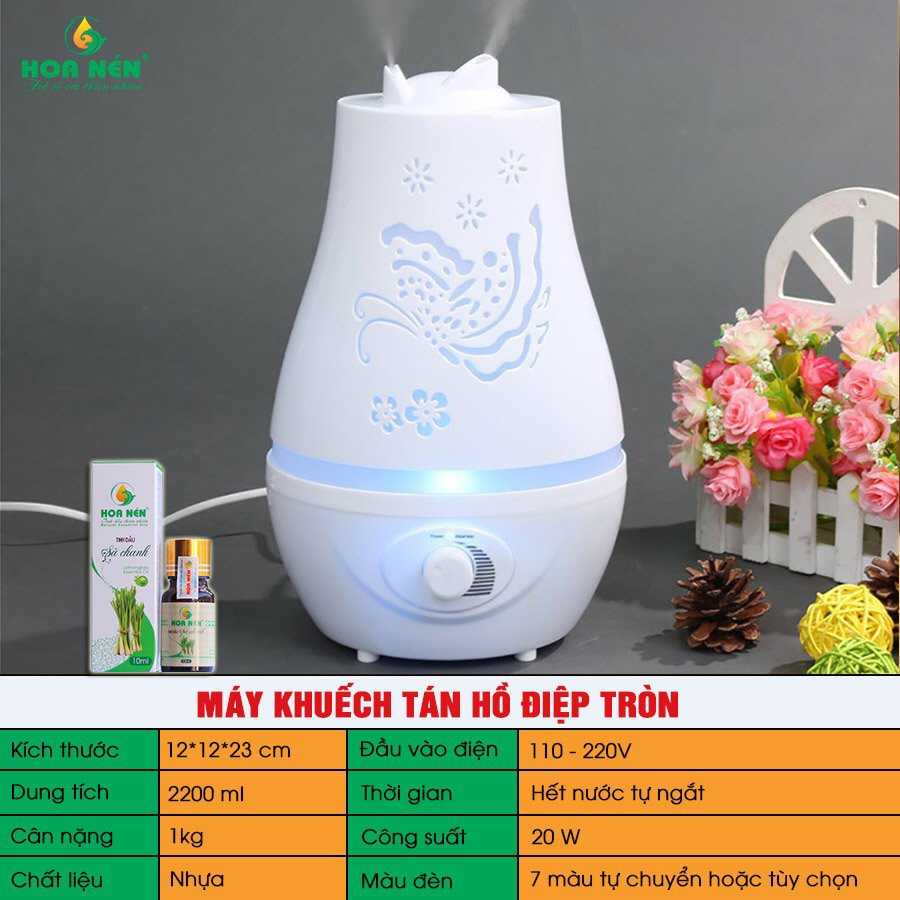 Máy Khuếch Tán Tinh Dầu Hồ Điệp 2000ml - Siêu phẩm cho phòng rộng, chống ẩm mốc, diệt khuẩn, tạo độ ẩm