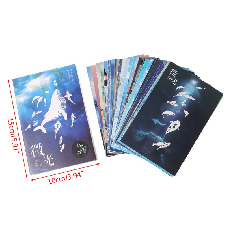 Bộ 30 Thẻ Bưu Thiếp Dạ Quang Phong Cách Vintage