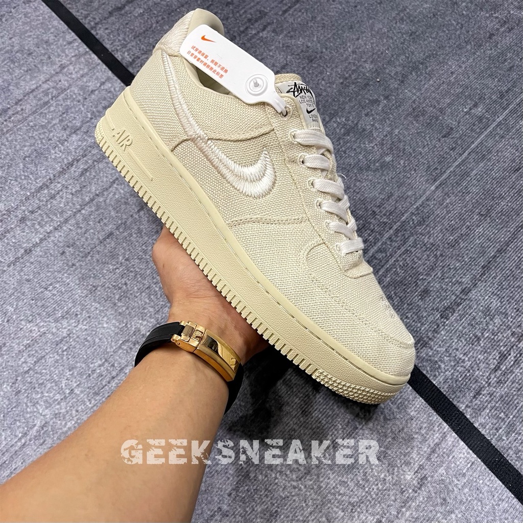 [GeekSneaker] Giày Sneaker Cổ Thấp AF1 - Air Force 1 x Stussy Fossil Stone