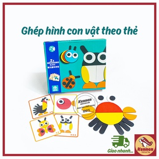 Ghép hình động vật theo thẻ phát triển tư duy cho bé từ 2 tuổi LOẠI ĐẸP