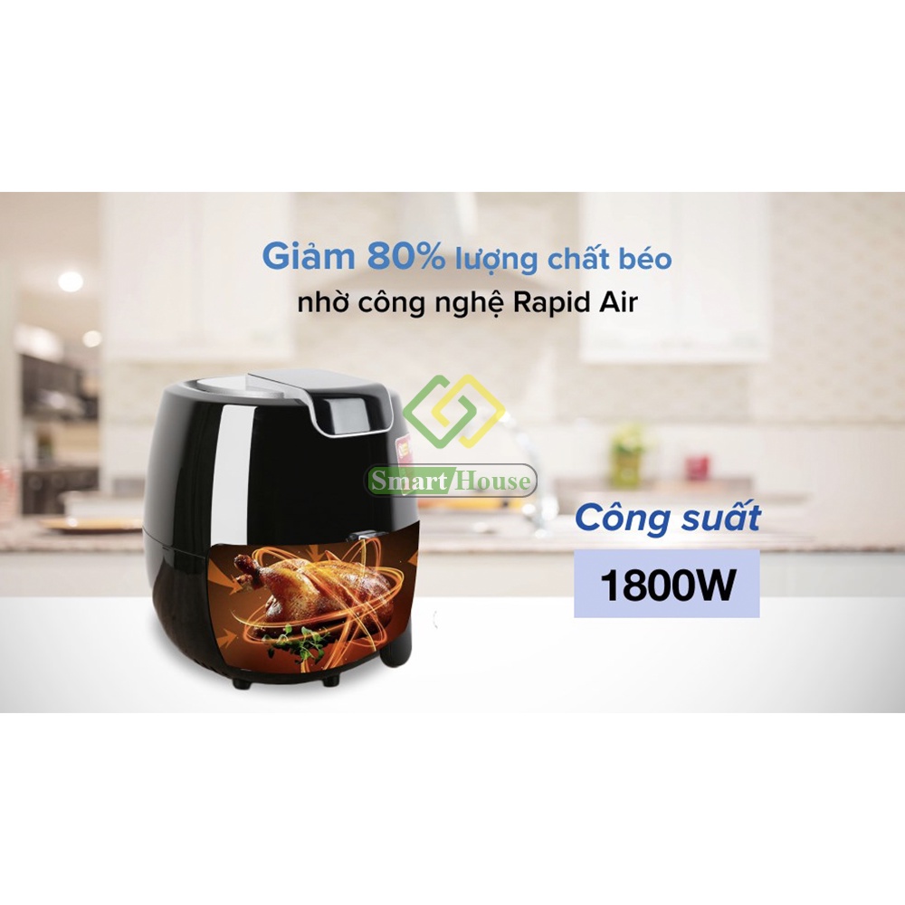 Nồi Chiên Không Dầu Mishio MK165 5.5L Nồi Chiên Điện Tử Màu Đen