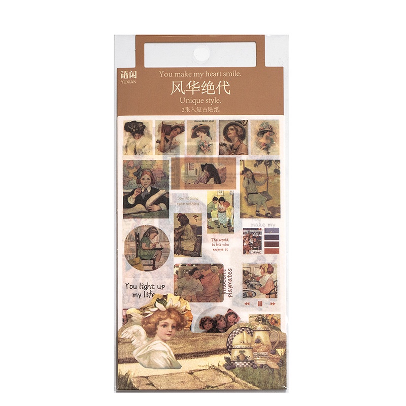 Set 2 Tấm Hình Dán Nghệ Thuật Phong Cách Vintage
