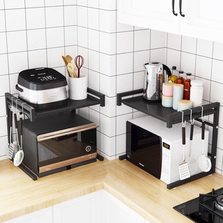 Kệ sắt sơn tĩnh điện chịu lực để lò vi sóng, gia vị nhà bếp thiết kế 2 tầng thông minh tiện ích
