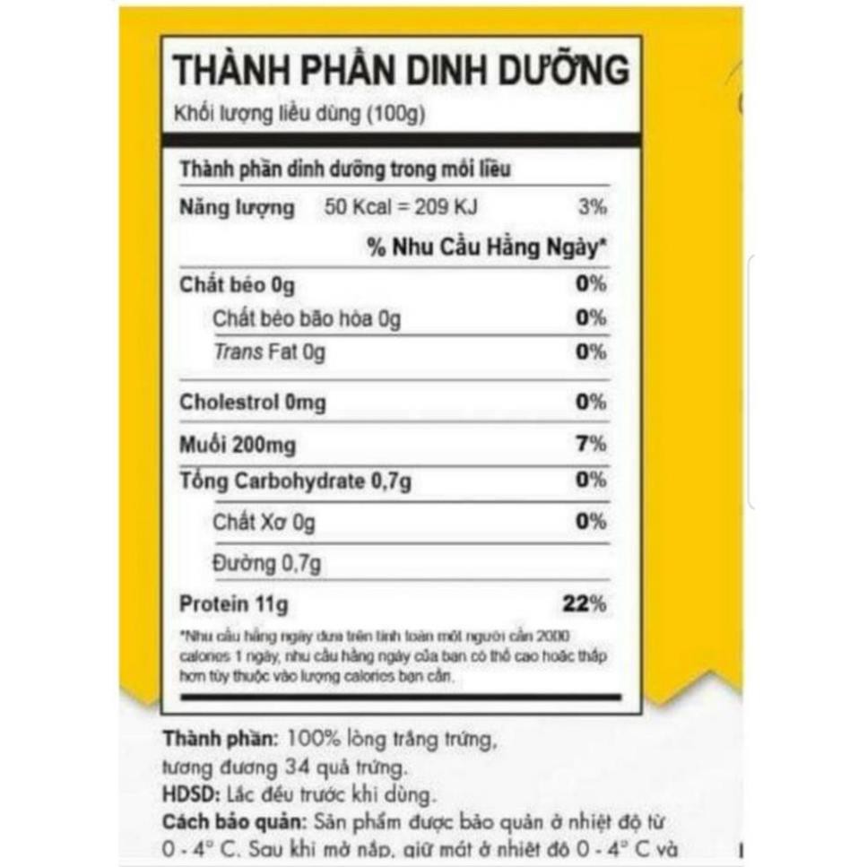 Lòng trắng trứng thanh trùng nấu ăn, làm bánh OVOVITA 1kg