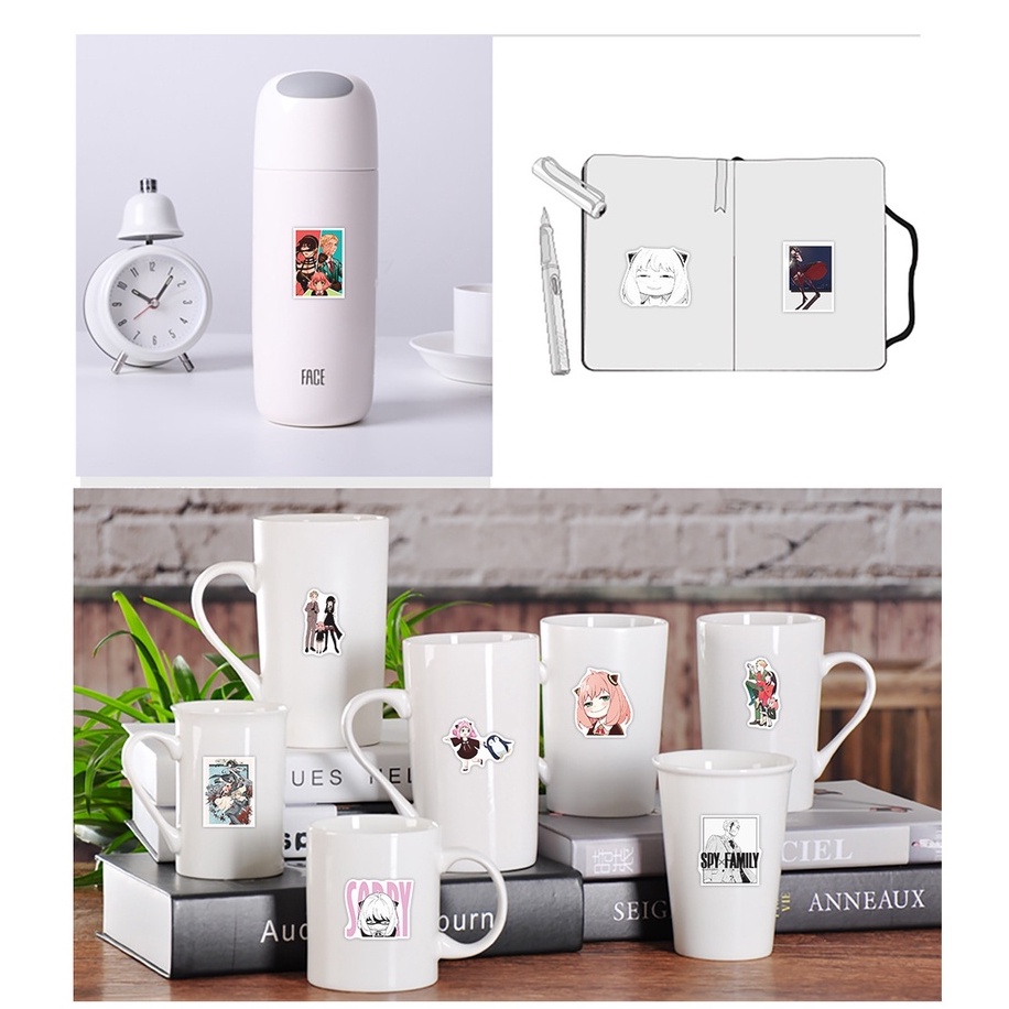 50/25/10 Nhãn Dán Anime Spy Family Trang Trí Laptop Vali Ván Trượt Vali