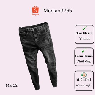 Quần jean nam xám đen trơn không rách gối chất bò cao cấp co dãn 4 chiều, rin from chuẩn cực đẹp Molan04