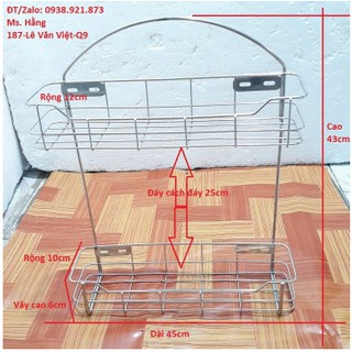 Kệ Treo Gia Vị 2T Không Móc  INOX Cao  Cấp - Mã: TRGVL2T1235 -