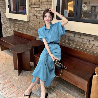 ĐẦM SƠ MI JEANS KÈM NỊT