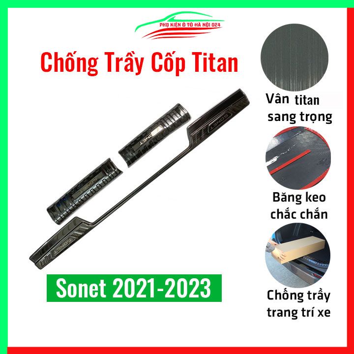 Ốp chống trầy cốp Sonet 2021-2023 Vân Titan trang trí bảo vệ xe