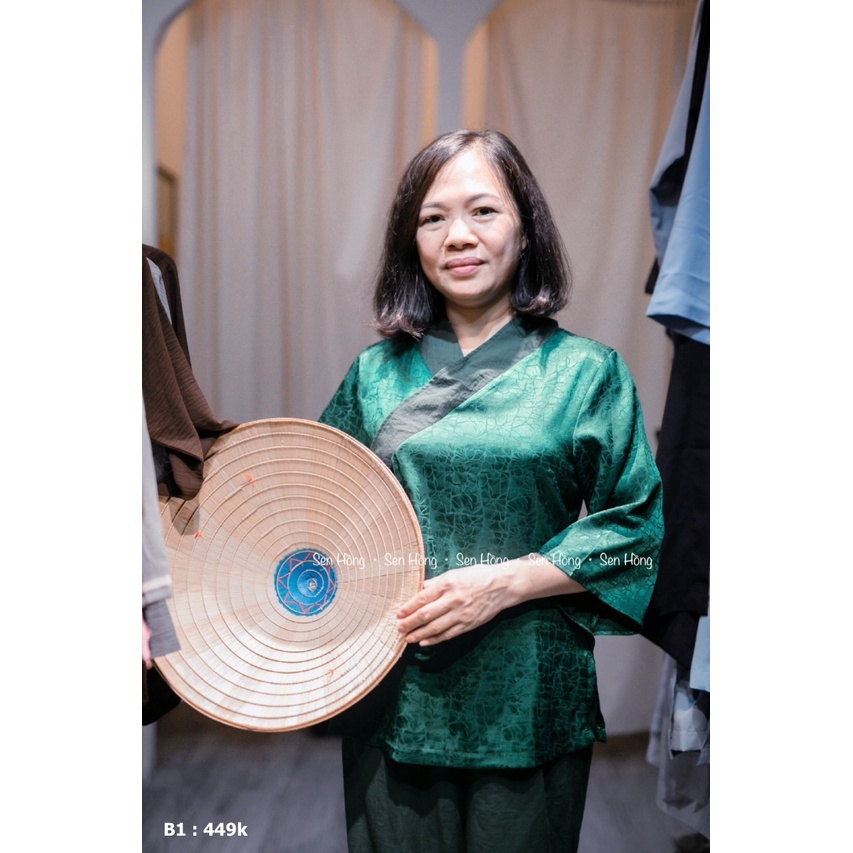 ĐỒ Phật tử thiết kế # quần áo Pháp phục nữ vải lụa Đông Hưng vân đá x quần đũi lụa sang trọng B1