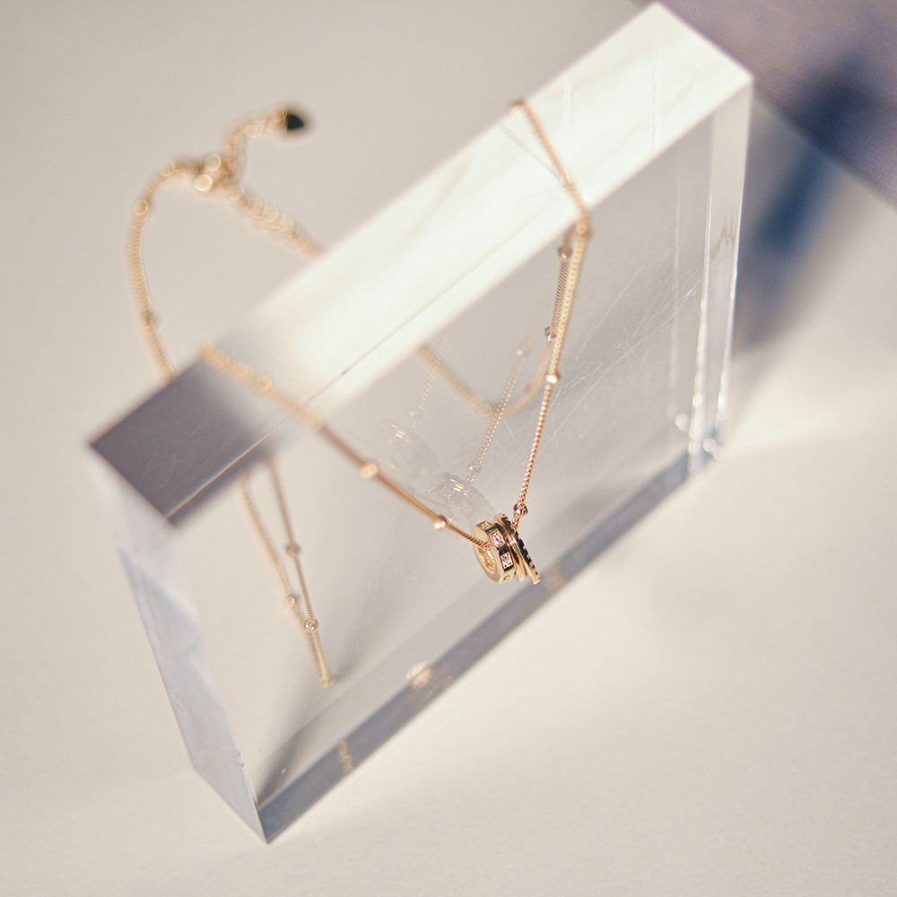 Vòng cổ bạc Mon Lilas Vòng Tròn đính đá cao cấp D092006