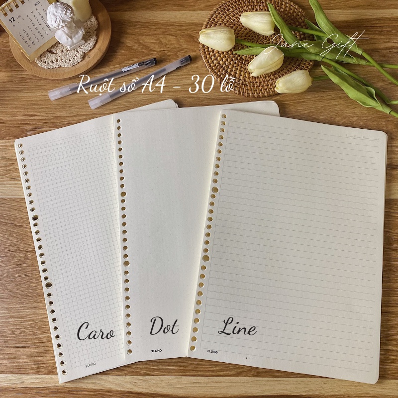 Bìa Sổ Còng Sắt Binder Nhựa Khổ A4/B5/A5 Làm Sổ Bullet Journal