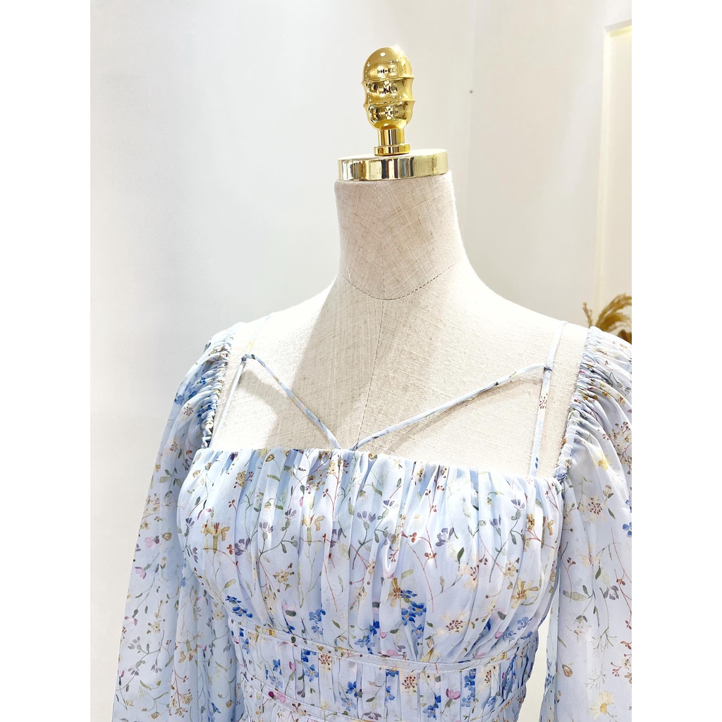 TIELA Đầm Váy hoa xanh tay dài - Vira Dress