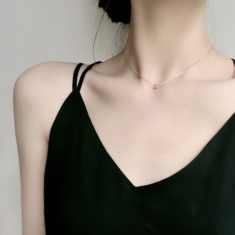 Dây chuyền mặt hình hạt tròn phong cách Hàn Quốc đơn giản thời trang dành cho nữ