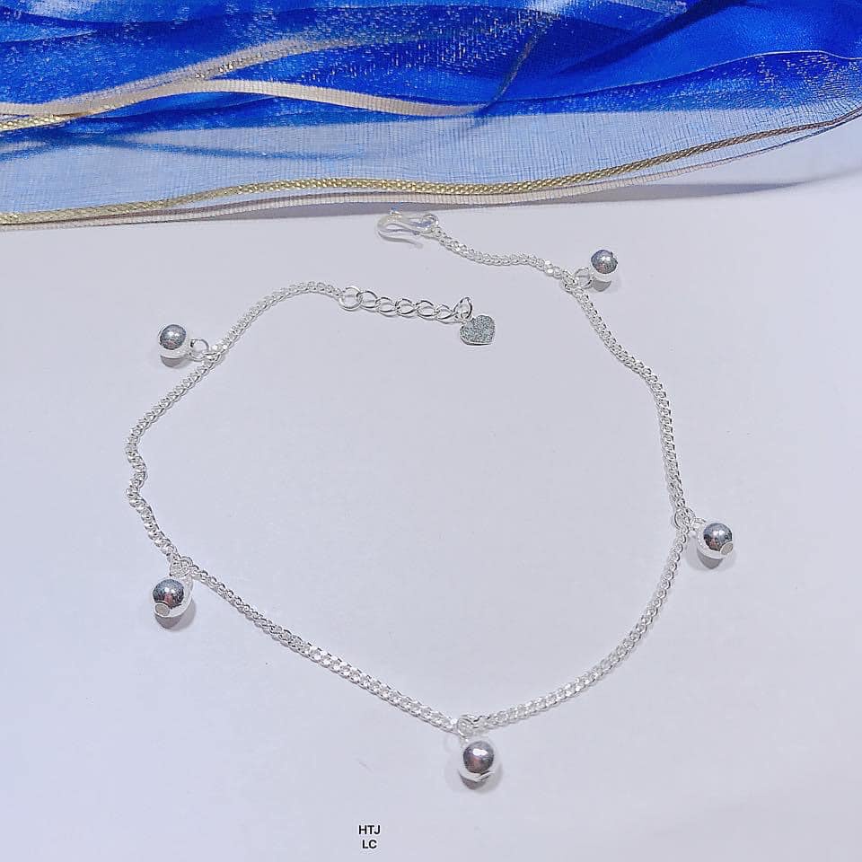 Lắc chân bi nhỏ cho nữ chất liệu bạc nguyên chất LC15