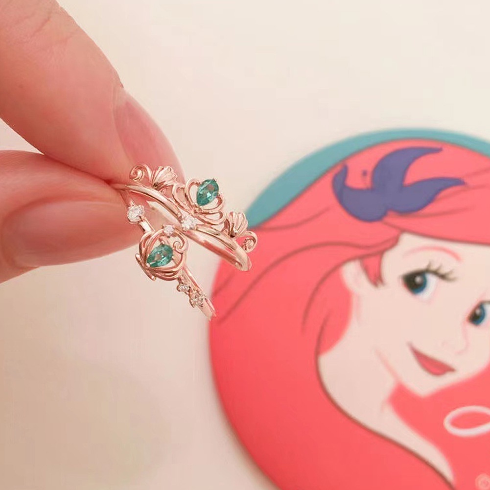 1 Nhẫn Đính Pha Lê Có Thể Điều Chỉnh Phong Cách Công Chúa Dễ Thương