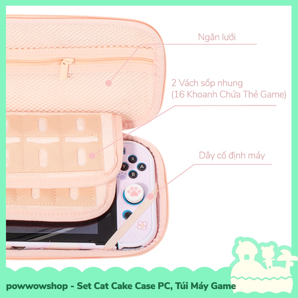 [Sẵn VN - Hỏa Tốc] Oled/V1/V2 Set Phụ Kiện Case PC Nhựa Cứng Gắn Dock, Túi Đựng Máy Cho Máy Game Nintendo Switch Cat