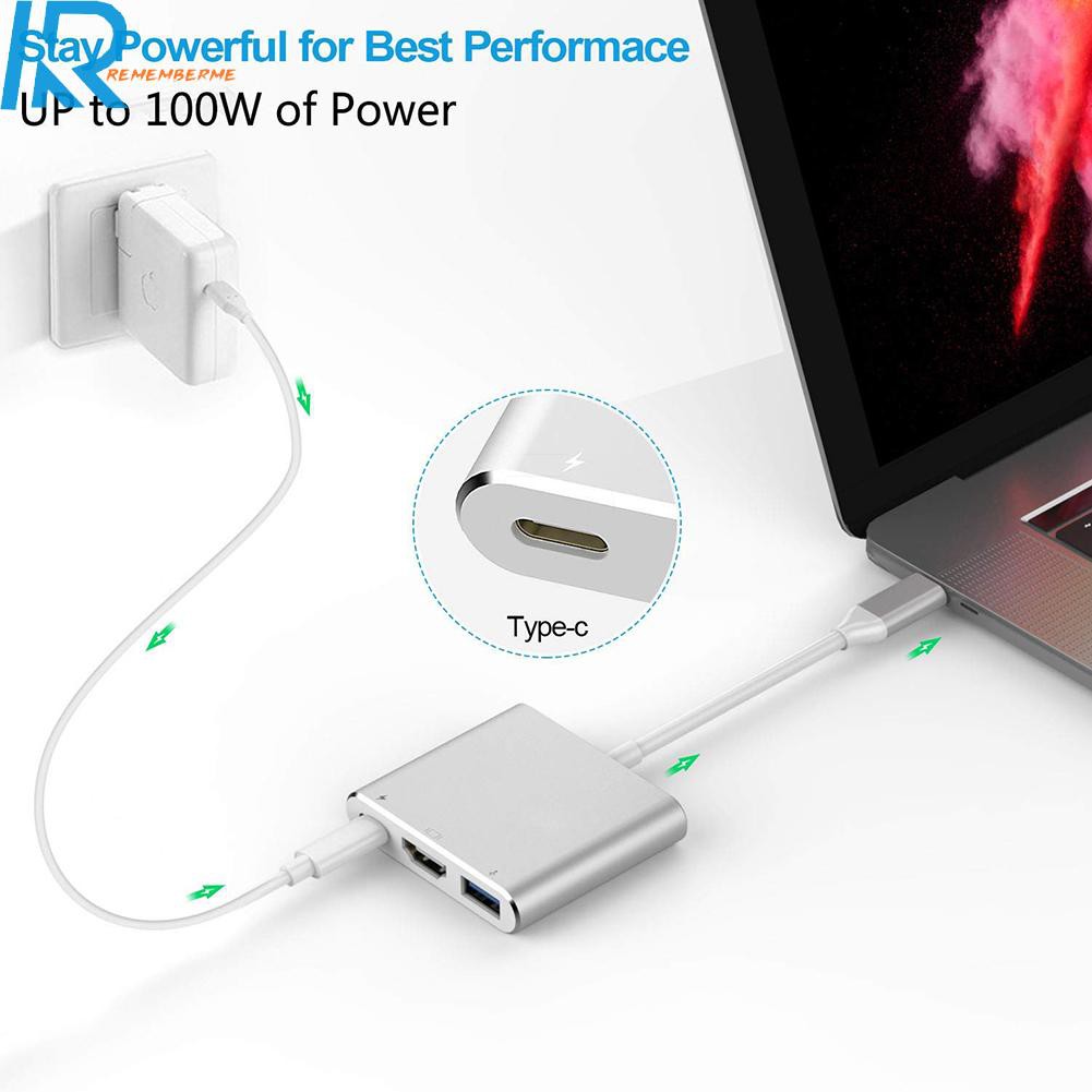 Bộ Chuyển Đổi Cổng Usb 3.1 Type-C Sang Usb 3.0 Pd 4k Hdmi-Compatible