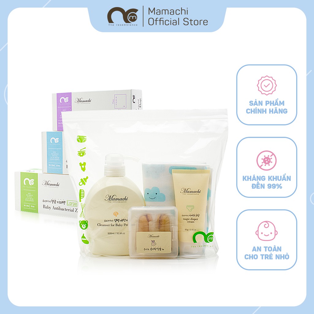 Túi vô trùng có khóa kéo Mamachi an toàn tuyệt đối với trẻ sơ sinh - 20 túi/ hộp