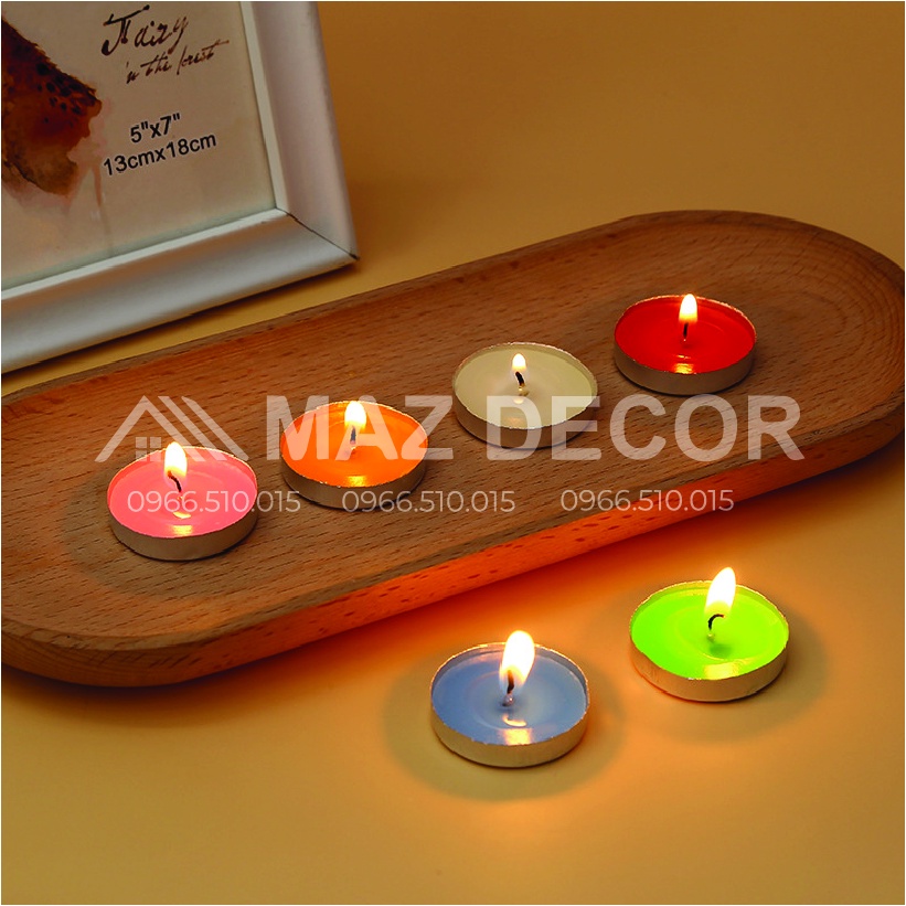 [Giá sỉ] Hộp 10 viên nến tealight hanmade (dùng đun bếp cafe, đèn xông tinh dầu) không làm đen đế đun