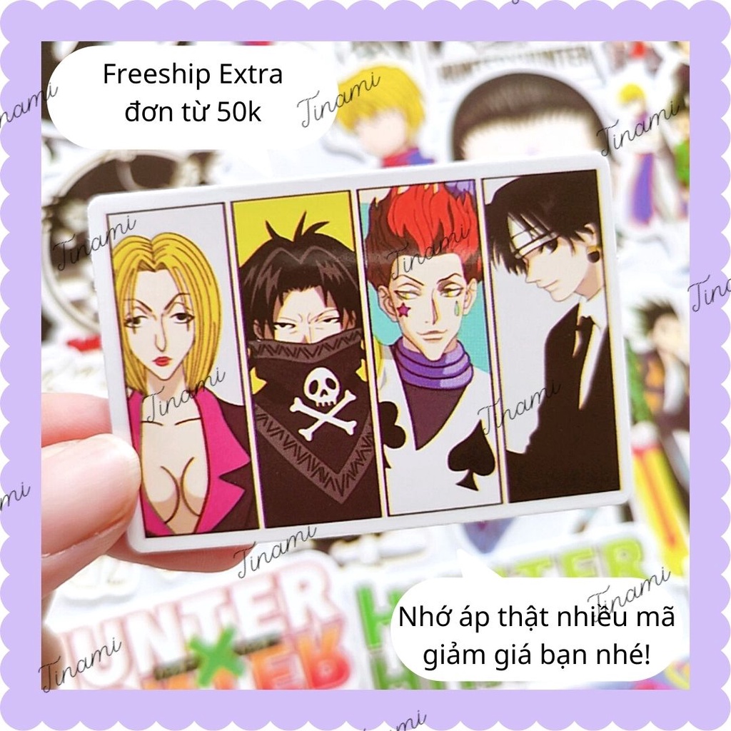 Bộ 50 Sticker Anime Hunter x Hunter Thợ săn Hình dán chống nước bền màu dùng trang trí decor Tinami HUNTER004004