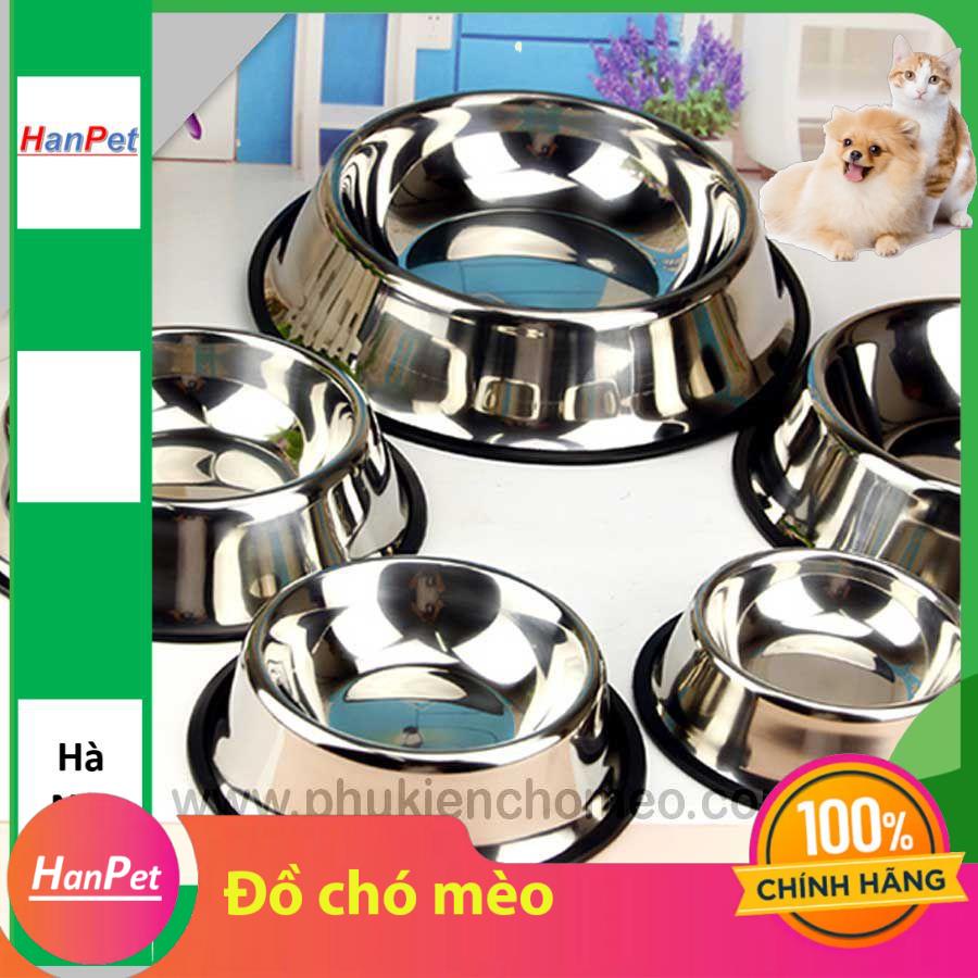 HN- Bát inox (Size 15:) bát ăn chó mèo tròn đơn bằng inox đường kính 11cm, cao 4cm